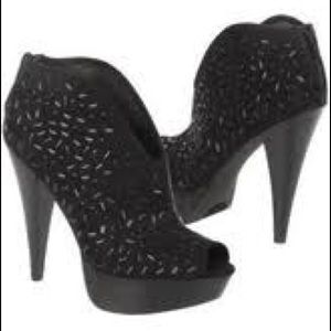 Black peeptoe booties